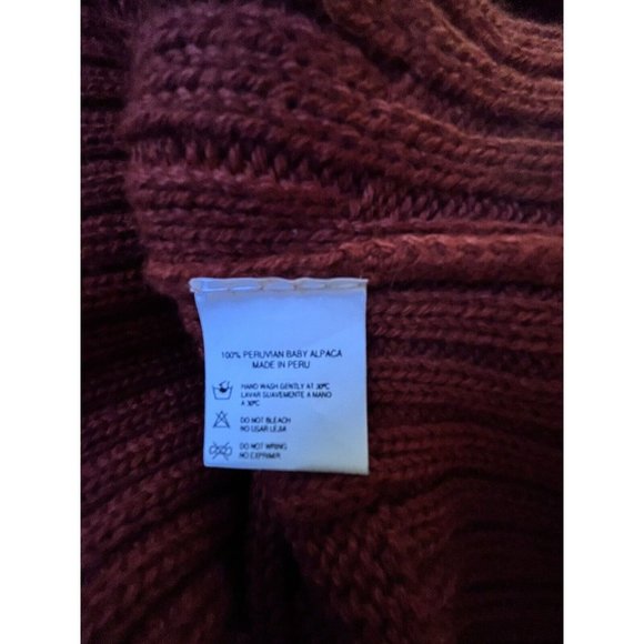 Alpaka Studio 100% Baby Alpaca Chunky Cable Terracotta Turtleneck Sweater M - Picture 5 of 6
